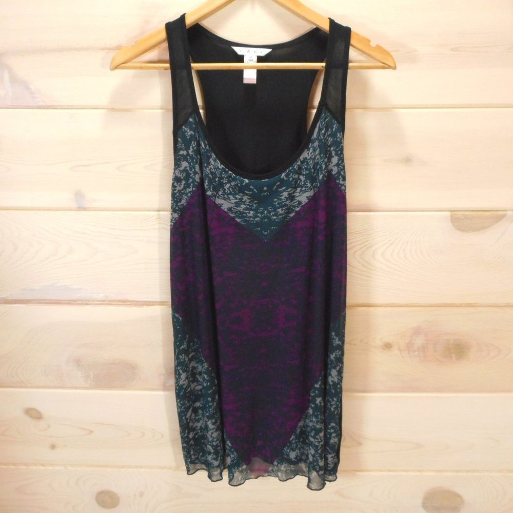 CAbi Women's Size Medium Heart of Love Black Overlay Tank Top #559